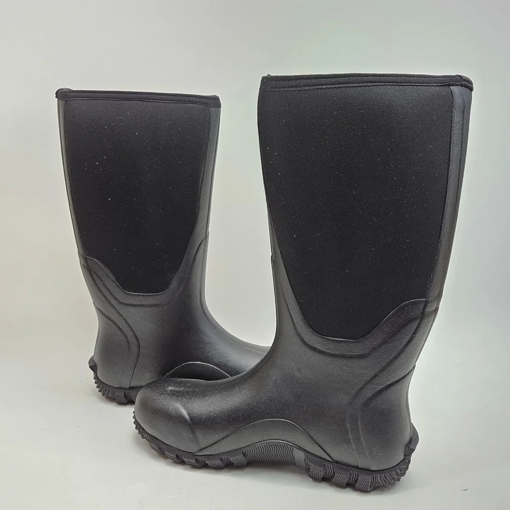 TideWe Mens Rubber Hunting Boots Black Waterproof Steel Shank Size 10 NEW